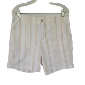 Gap Girlfriend Chino Shorts Striped Womens Size 8 Ivory Tan Cotton Blend